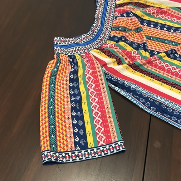 Flying Tomato Multicolour Boho Striped Smocked Off The Shoulders Top - Picture 14 of 14